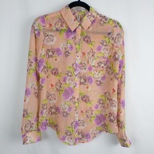 Xhilaration Tops - Pretty Pink Floral Button Down Blouse Xhilaration Tops - Pretty Pink Floral Button Down Blouse